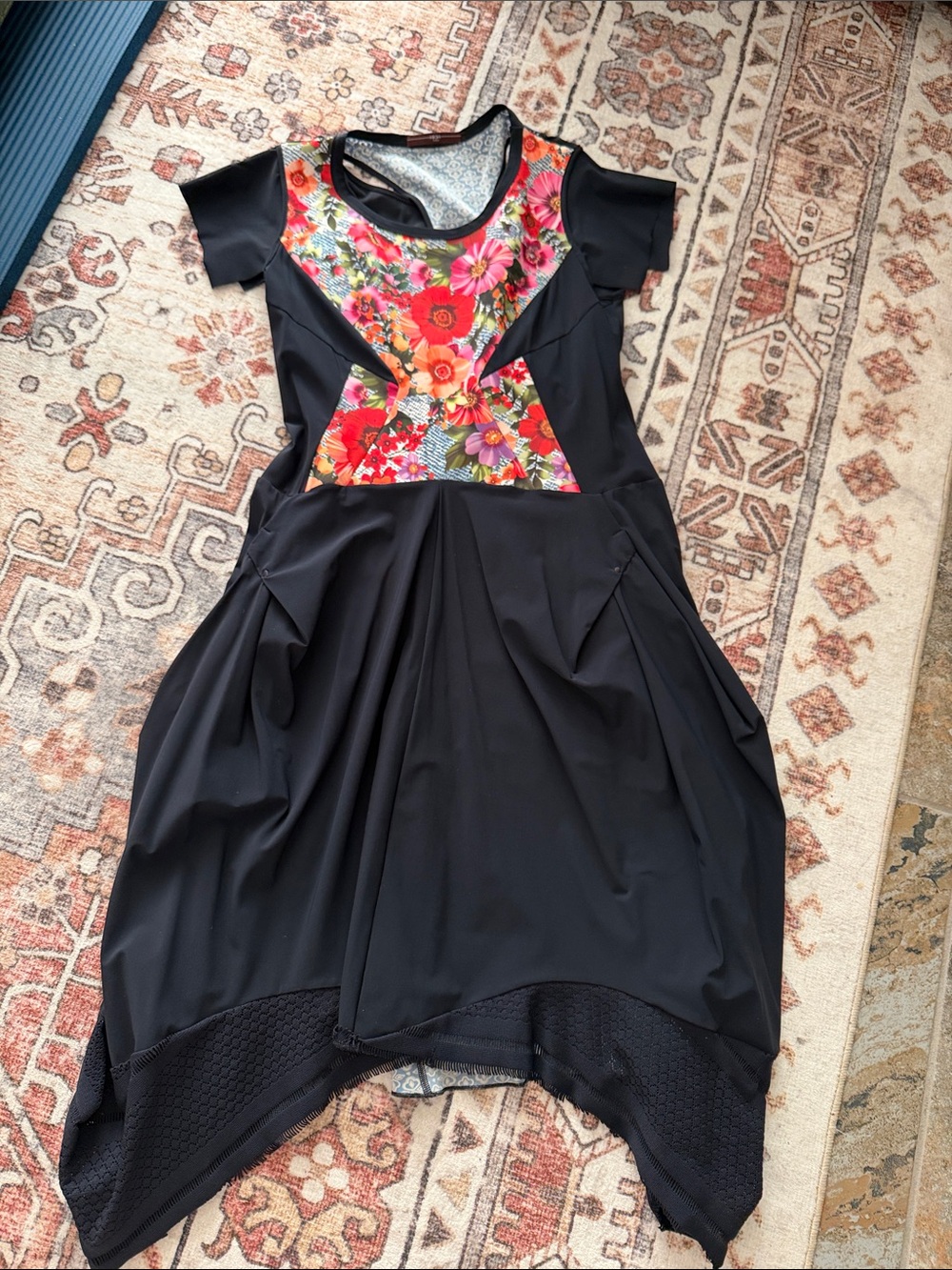 Hi Tech navy blue multi color dress floral